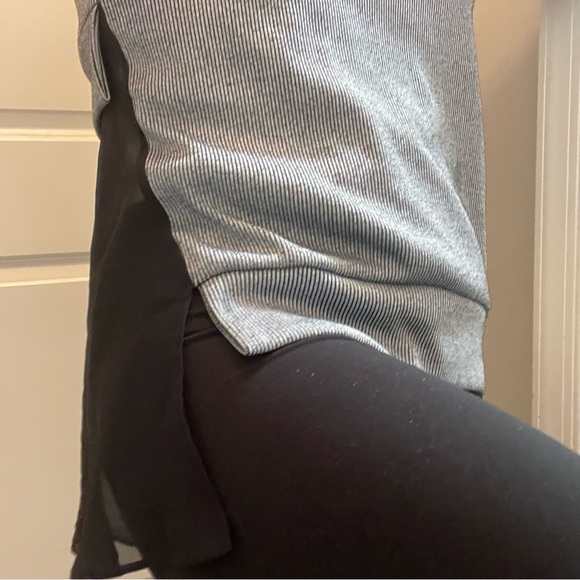 French Connection pin stripe knit sweater vest w/ chiffon drape vest size S - Picture 11 of 16